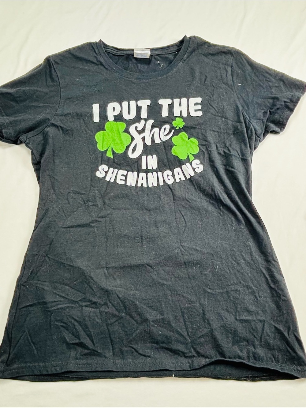 Black Womens Graphic Tee - "I Put The She In Shenanigans" W677